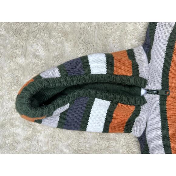 Gymboree Baby forest green/orange striped knit zip-up hoodie sweater Size 0-3 M - Picture 5 of 5